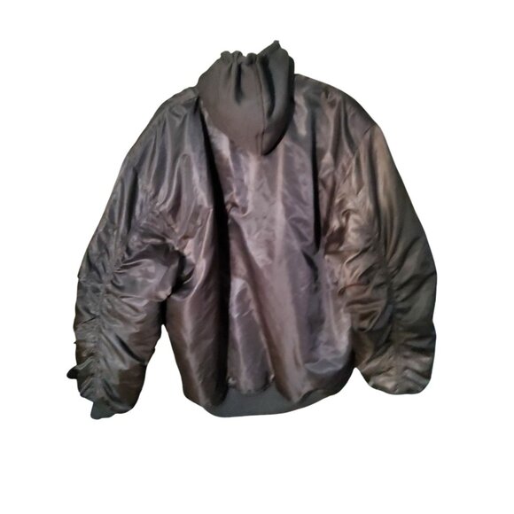 Mens Bluez L-2B Flight Style Hooded Heavy Jacket Brown Large - Picture 2 of 4